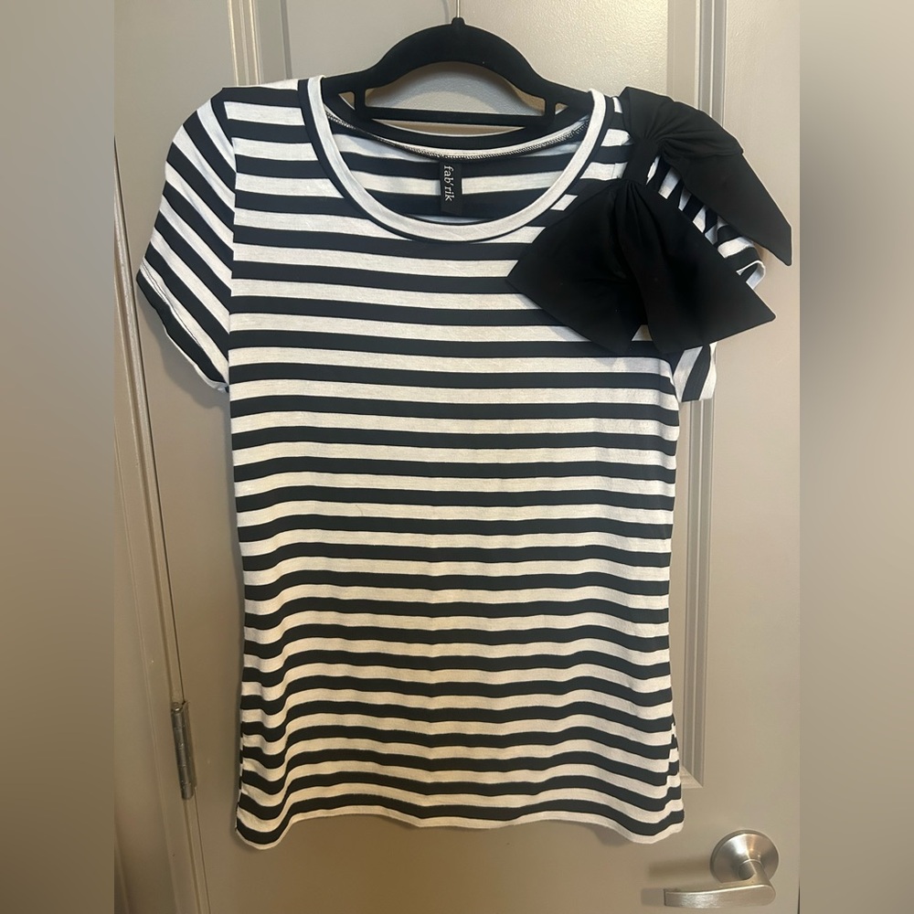Fabrik  Striped Tee with Statement Bow